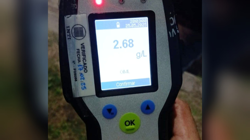 Circulaba en contramano y con 2.68 de alcohol Circulaba en contramano y con 2.68 de alcohol